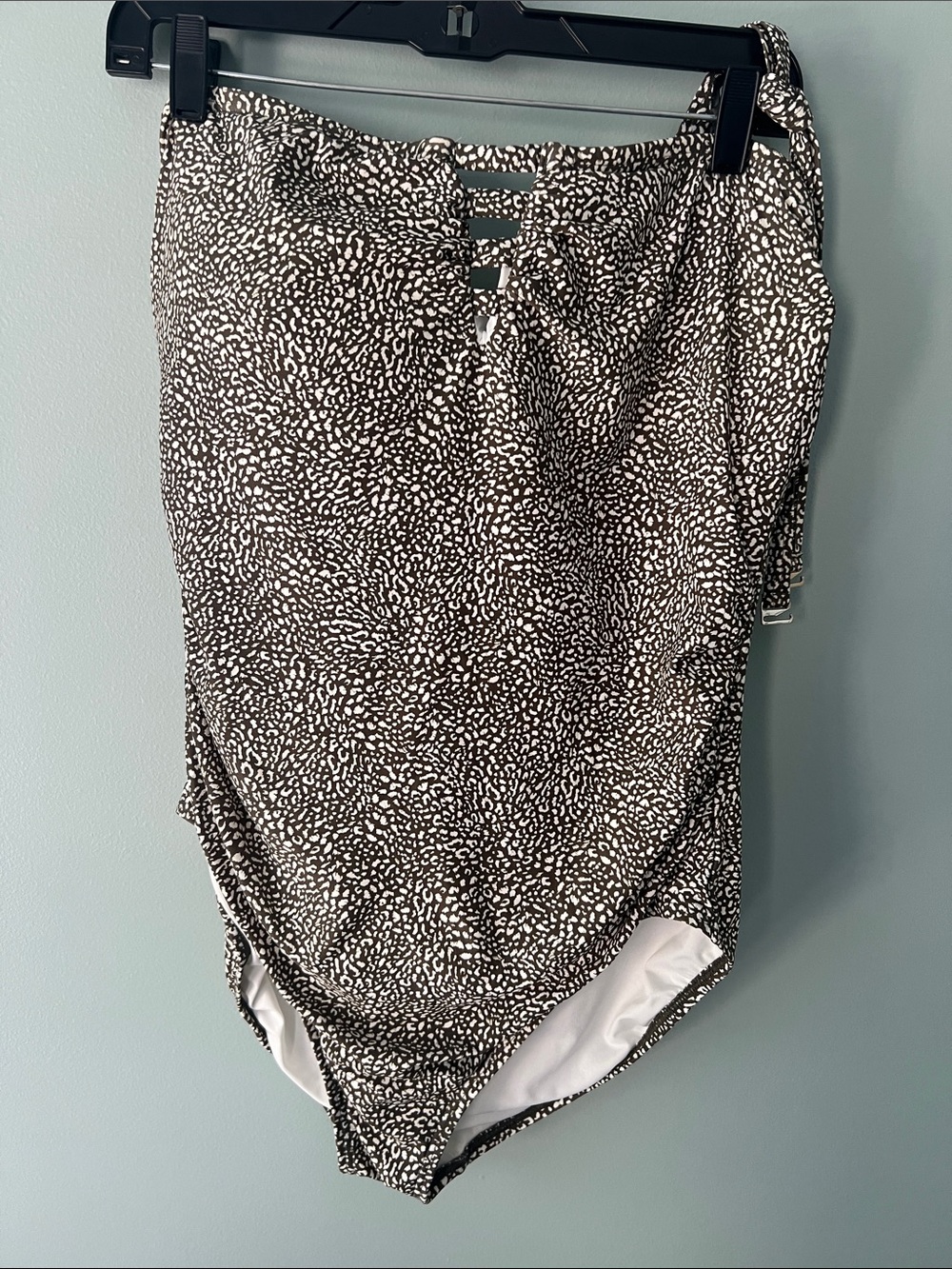 LOFT Brown and White Speckle Ladder-Back One-Piece Swimsuit